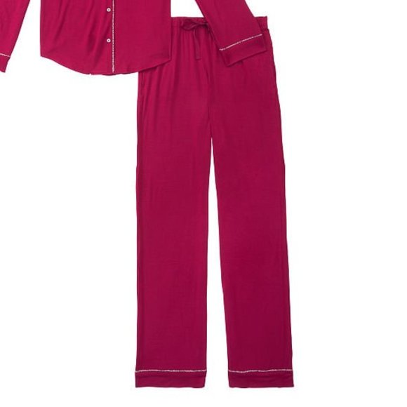 VS XS Regular 30" Inseam Modal PJ Set Red with Leopard Piping NWT - Picture 12 of 16